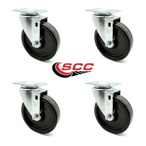 5 Inch Phenolic Wheel Swivel Top Plate Caster Set